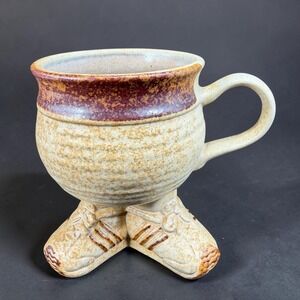 Pottery Craft Vintage Ceramic Sneaker Cup Mug‎ Shoes Feet Pottery Cup 5" Tall